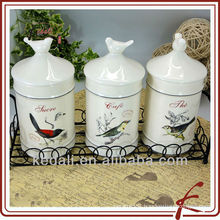 bird design canister with bird lid ceramic